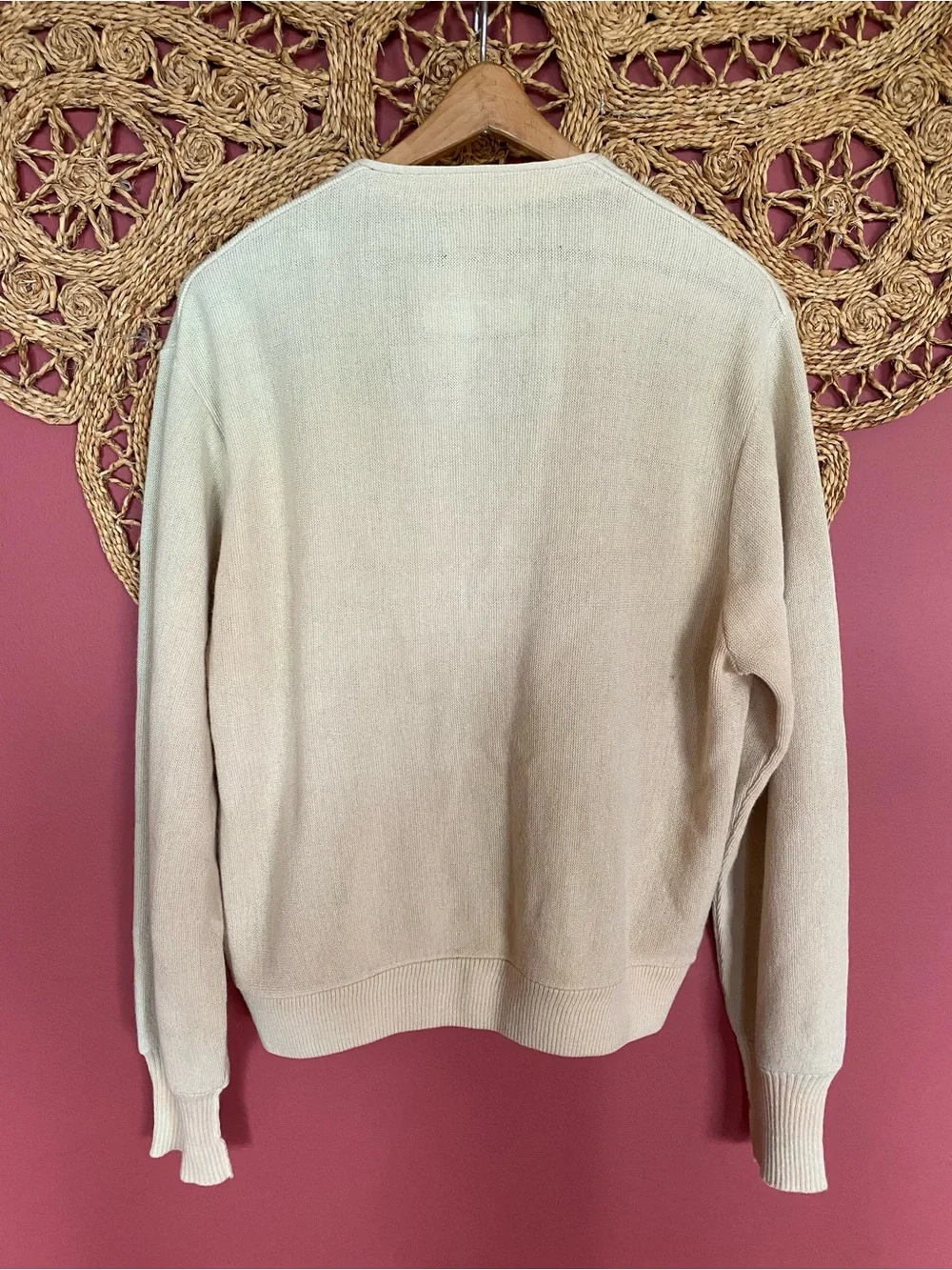 Vintage Light Yellow V-Neck Button Front Cardigan Sweater Medium - Picture 2 of 6